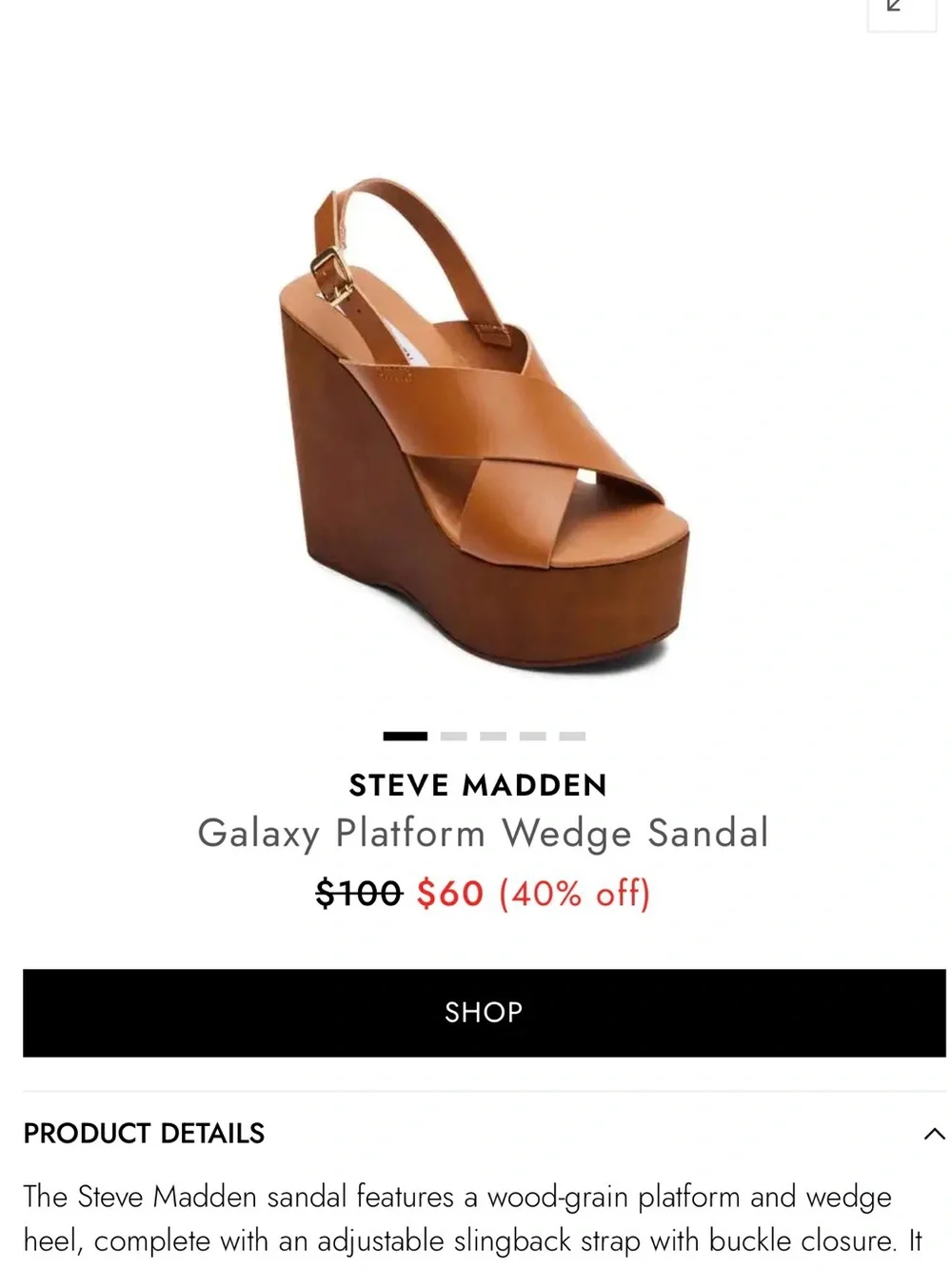 Steve Madden Tan Leather Platform Wedge Sandals Size 8.5 / 39 Fall 26 #015